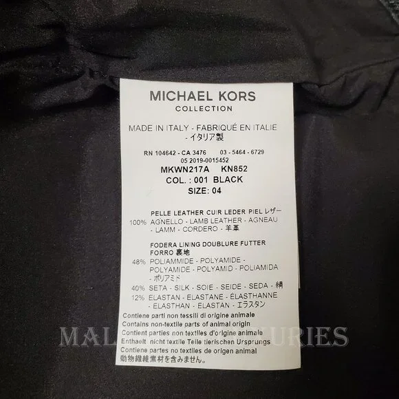 MICHAEL KORS COLLECTION PANTS BLACK LEATHER STRAIGHT LEG PANELED sz 4